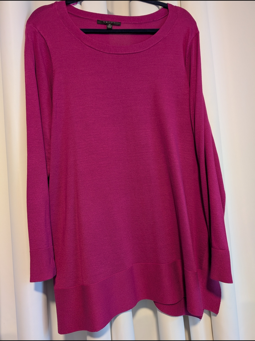 Cyrus Magenta Crewneck Long-Sleeve Sweater